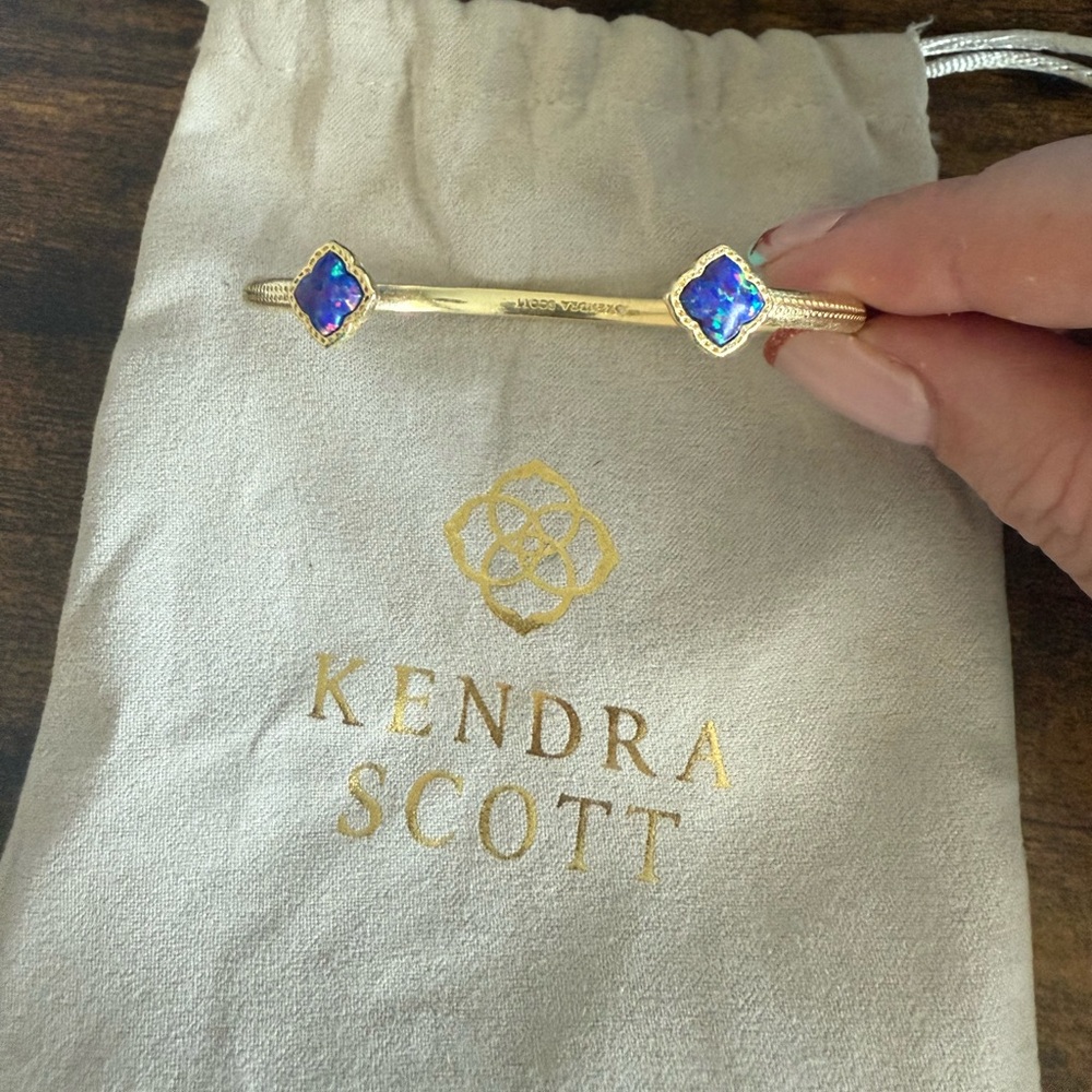 Kendra Scott Mallory Gold Cuff with indigo Kyocera opal